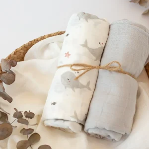 MUSSELINA 120X120CMS BAMBU CINZENTO 2 PEÇAS