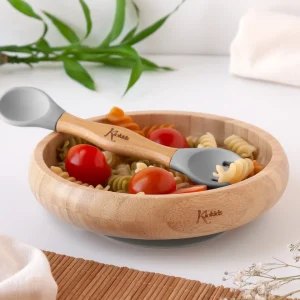 CONJUNTO LOUÇA 340ML SILICONE/BAMBU CINZENTO 2   PEÇAS