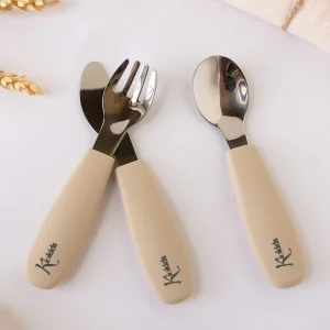 TALHERES AÇO INOXIDAVEL/SILICONE BEGE 3U