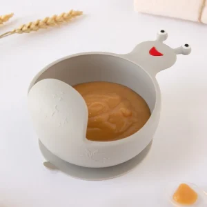 TIGELA DE SILICONE CARACOL COM VENTOSA CINZENTO