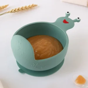 TIGELA DE SILICONE CARACOL COM VENTOSA VERDE