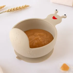 TIGELA DE SILICONE CARACOL COM VENTOSA BEGE