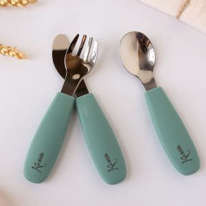 TALHERES AÇO INOXIDAVEL/SILICONE VERDE 3U